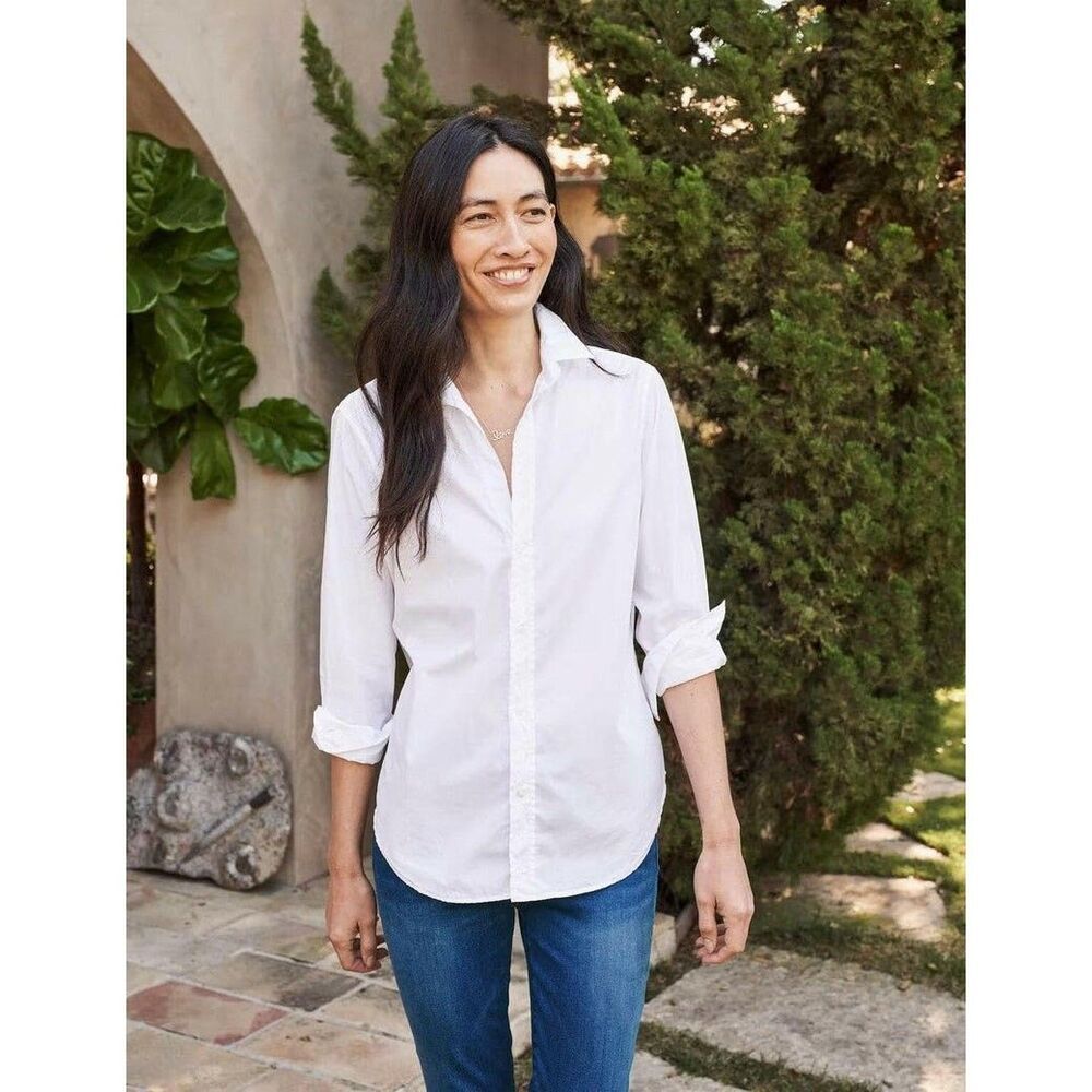 Frank & Eileen Frank White Button up Blouse Size S Boyfriend Oversized Blouse